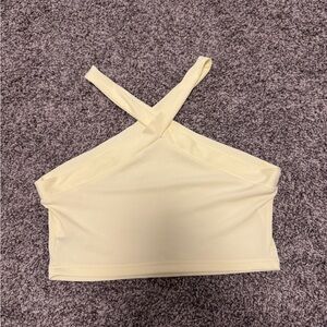 SHEIN Yellow Cross Strap Crop Top